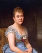 unknow artist, Portrait of a woman wearing a blue dress with white lace